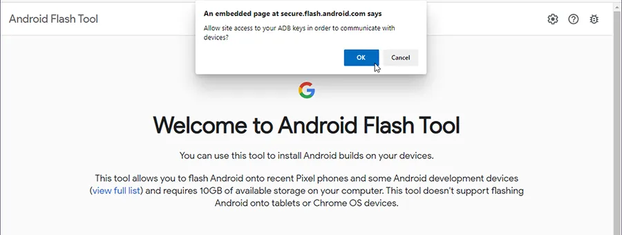 Android 11 Android Flash Tool - Allow USB Debugging Connection
