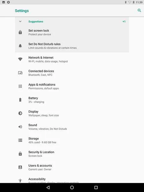 Install Android Oreo on Nexus 9 via LineageOS 15 - Settings
