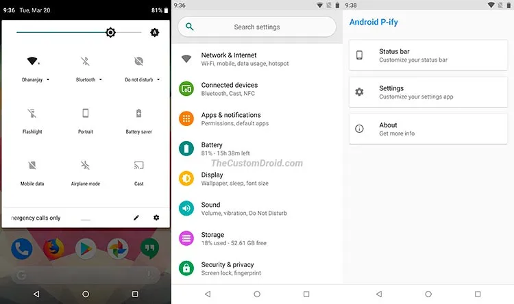 Android P-ify Xposed Module - Screenshots