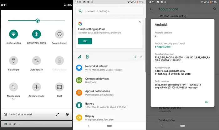 Android Pie on Redmi Note 4 - AOSP 9.0 ROM Screenshots