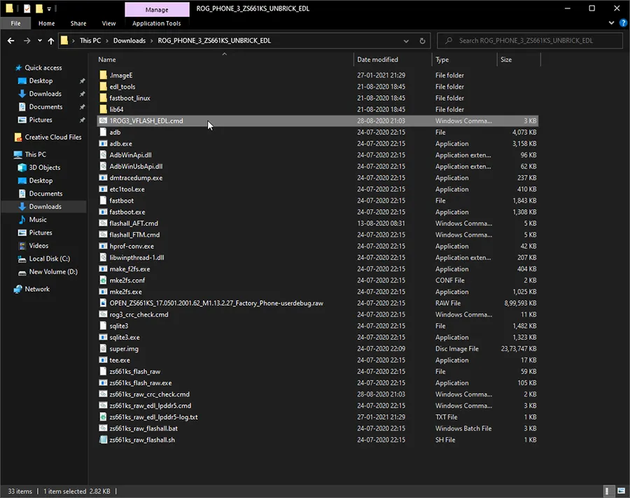 Run EDL Unbrick Tool to repair the ROG Phone 3 bootloader