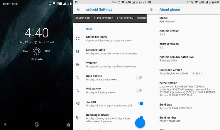 Best Custom ROMs for Xiaomi Redmi Note 4 - crDroid ROM