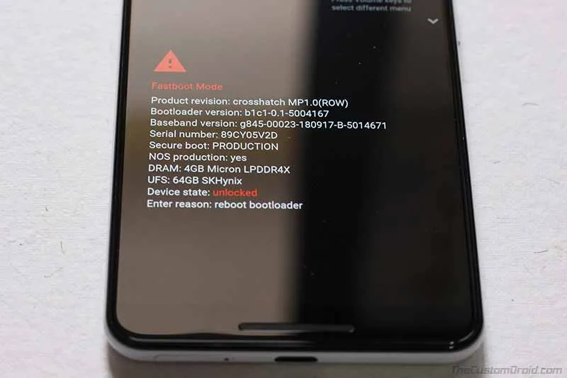 Boot your Google Pixel 3a/Pixel 3a XL Bootloader Mode