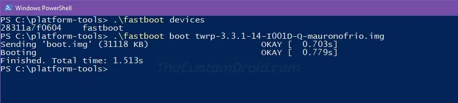 Boot TWRP Image on Asus ROG Phone 2 via Fastboot