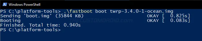 Temporarily Boot TWRP Recovery Image on Moto G7 Power