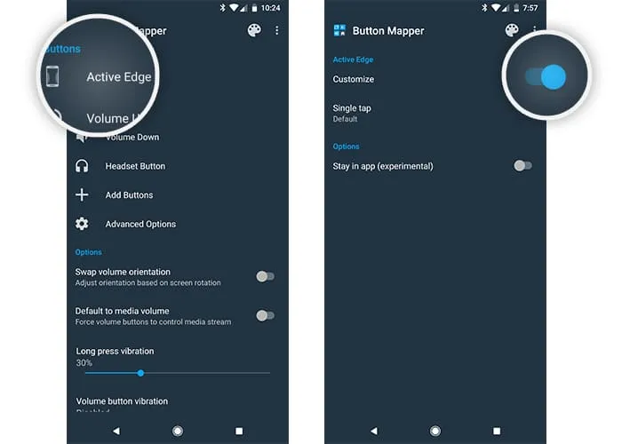 Change Active Edge Squeeze Action using Button Mapper-2