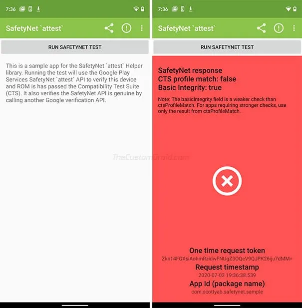 Run SafetyNet check in the 'SafetyNet Helper Sample' app