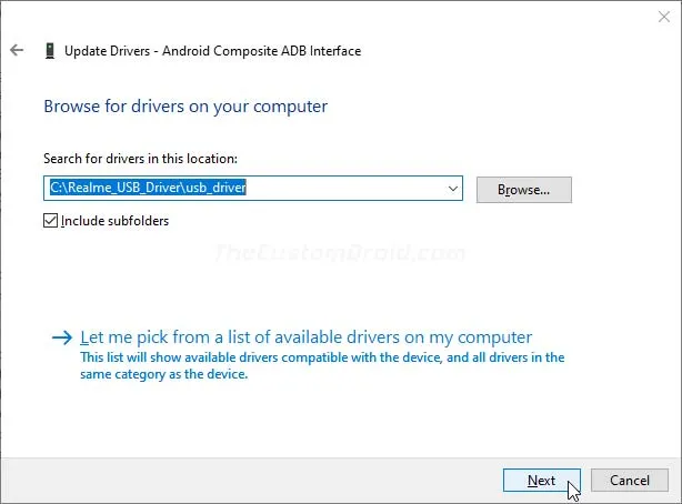 Click 'Next' to Install Realme USB Drivers on your Windows PC