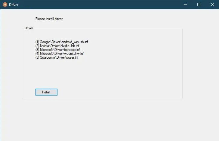 Click on 'Install' to Automatically Install Xiaomi USB Drivers on your Windows PC