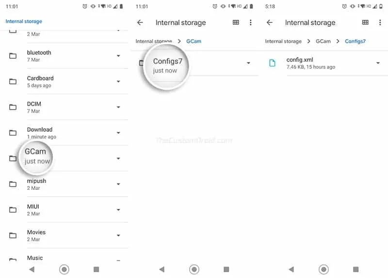 Copy the Config XML File to <internal storage>/GCam/Configs7
