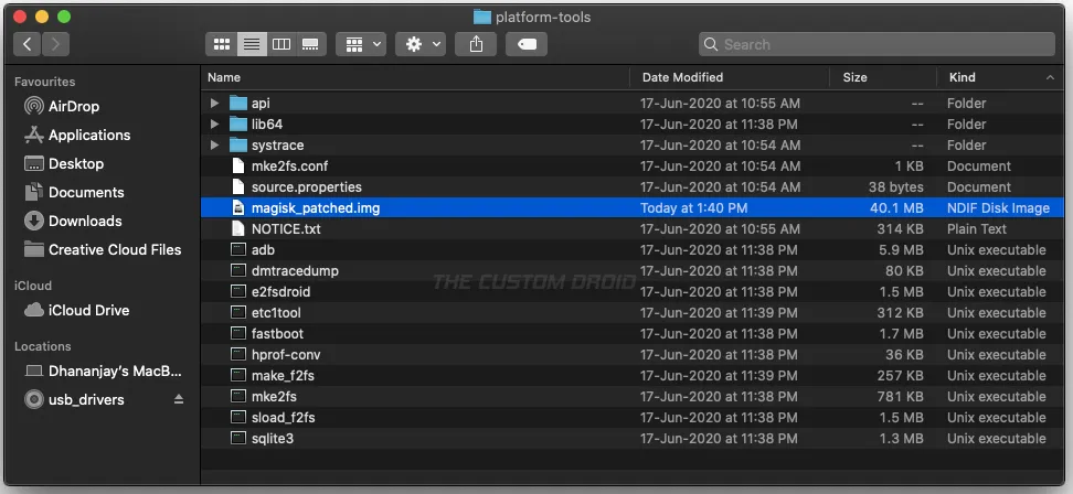 Copy OnePlus 8/8 Pro's Patched Boot Image to 'platform-tools' folder on PC