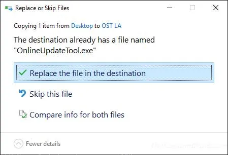 Copy OnlineUpdateTool.exe to Nokia OST LA Folder