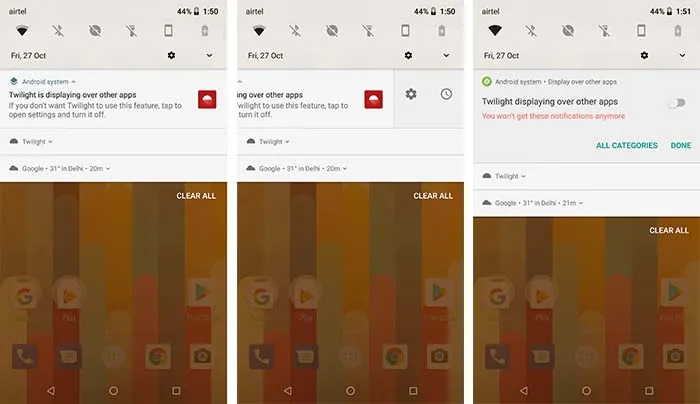 Disable Persistent Notifications - Display over other apps - Screenshot 1