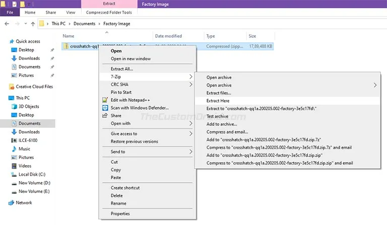 Extract Android 10 Factory Image on the PC