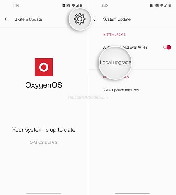 Select the "Local Upgrade" option