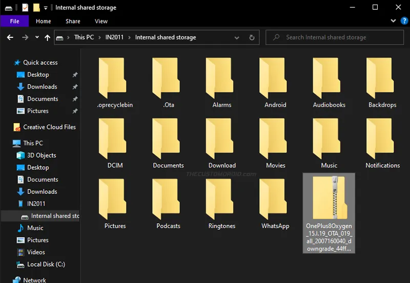 Copy rollback package to the root of internal storage