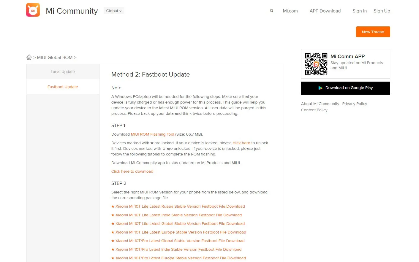 Download MIUI Fastboot ROM for your Xiaomi device
