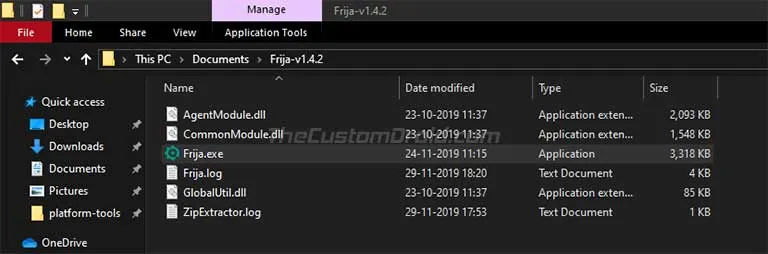 Double-click on the 'Frija.exe' executable file to launch Frija Tool