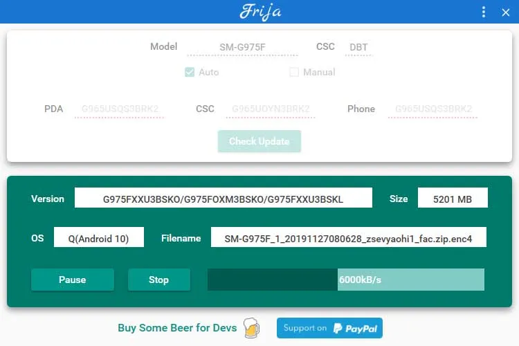 Frija Tool downloads latest Samsung stock firmware at high speeds