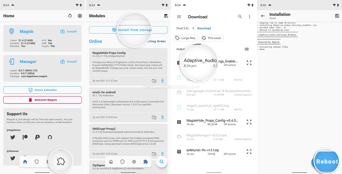 Install Magisk module to enable Adaptive Sound on Pixel with root