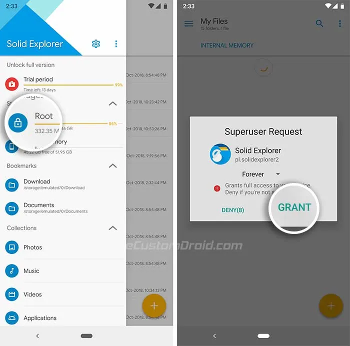 Enable Dark Mode on Google Phone App - Open Root-enabled File Manager