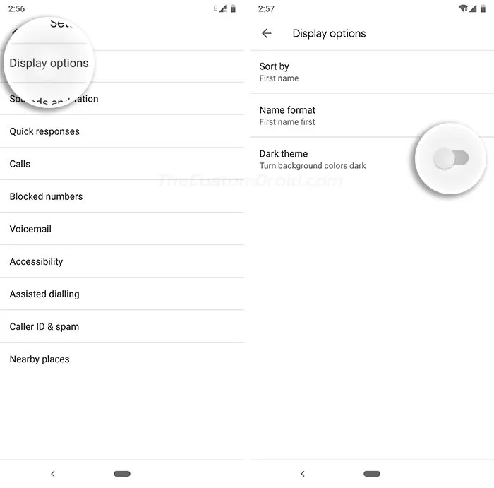 Enable Dark Mode on Google Phone App - Turn ON Dark Theme Toggle