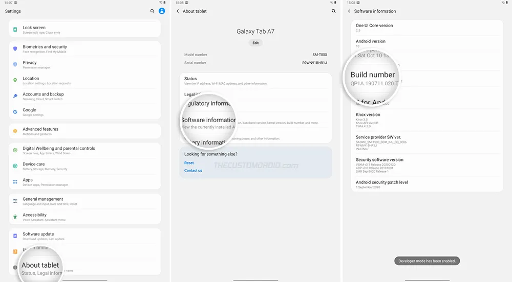 Enable Developer Options on Samsung Galaxy Tab A7 10.4 (2020)