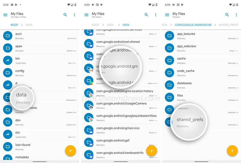 Enable Gmail Dark Theme on Android - Go to shared_prefs folder