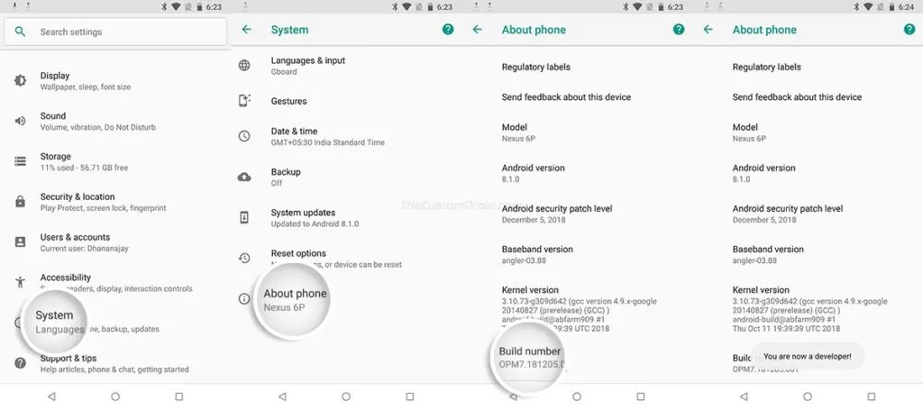 Enable Hidden Developer Options on LG Nexus 5X