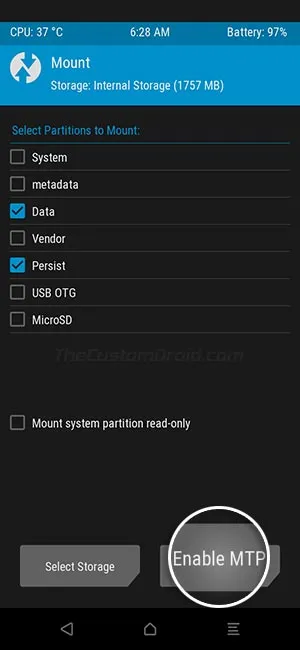 Enable MTP in TWRP on Realme 6 Pro