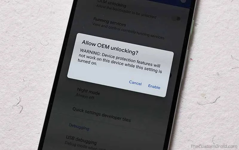 Enable OEM Unlocking on Google Pixel 3a/Pixel 3a XL