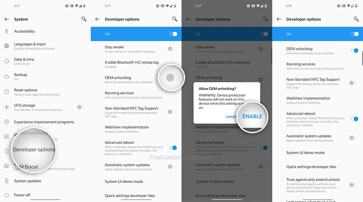 Enable OEM Unlocking on OnePlus Nord