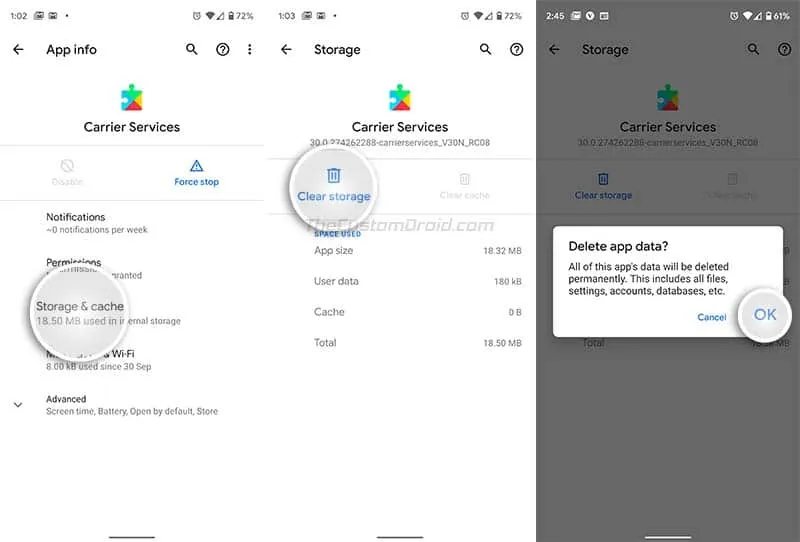Requirement to Enable RCS in Android Messages - Clear "Carrier Services" App Data