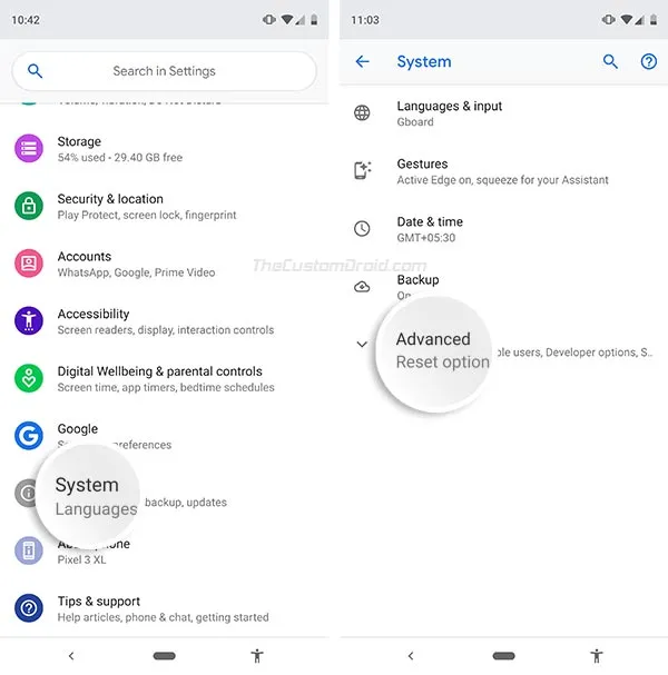 Go to Settings > System and tap on 'Advanced'