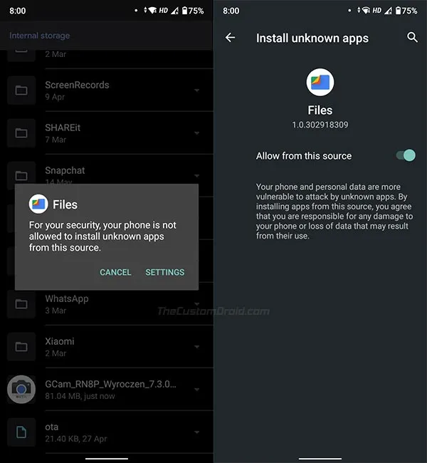 Enable 'Install Unknown Apps' in Redmi Note 8 Pro Settings