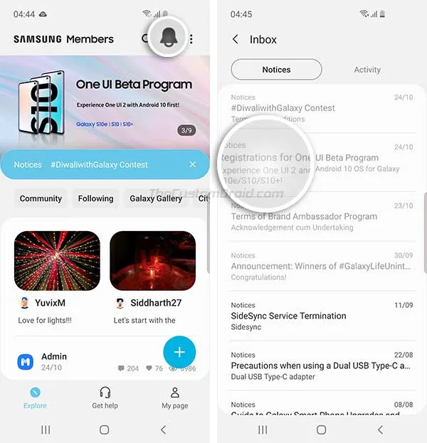 Open Samsung Members app and open 'Registration for One UI Beta Program' notice