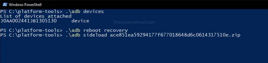Enter ADB Sideload command to Install OTA Update on Nokia 5.1 Plus