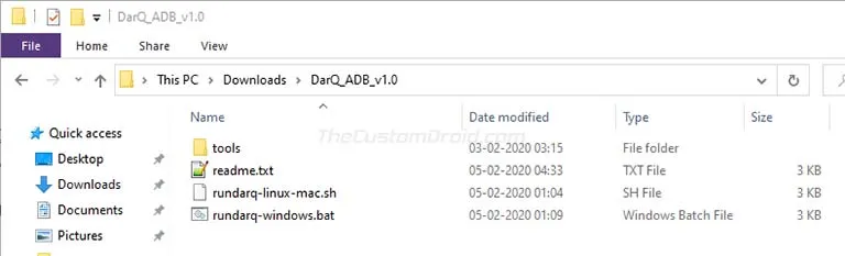 Step 3: Extract DarQ ADB Script File on the PC
