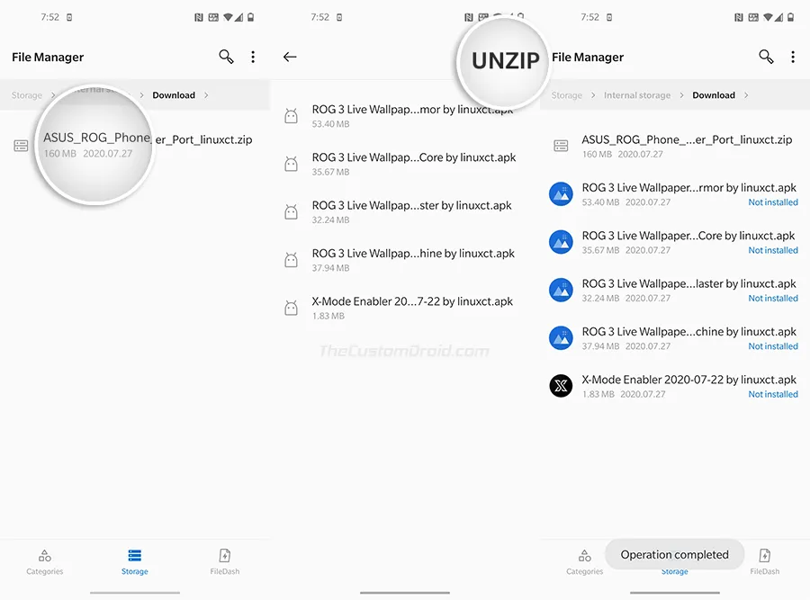 Extract ROG Phone 3 Live Wallpapers ZIP File