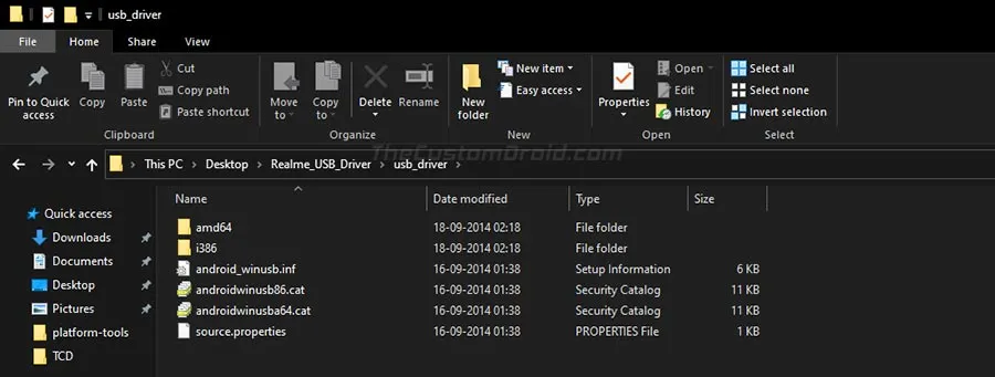 Extract Realme USB Drivers ZIP File on PC