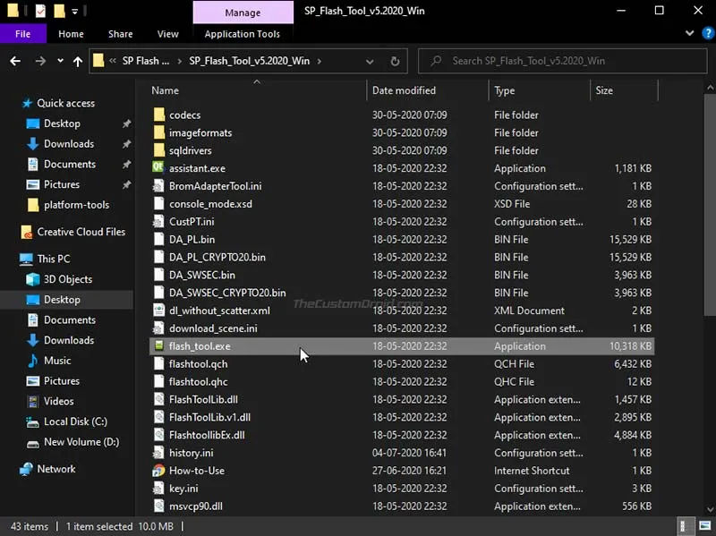 Extract SP Flash Tool ZIP Package on your PC