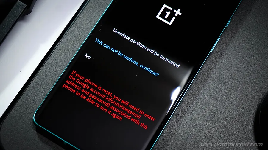Confirm Factory Reset on OnePlus 8 (Pro)
