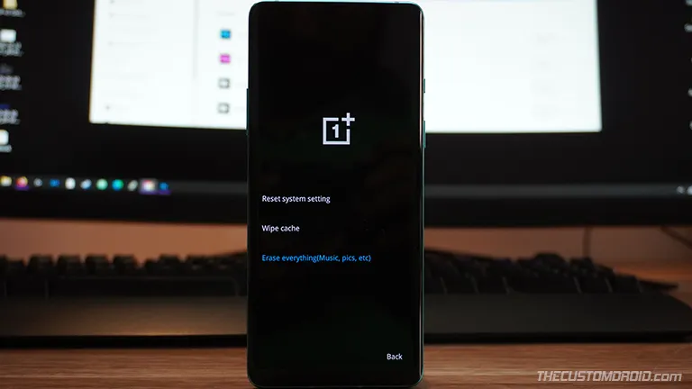 Select "Erase Everything" in OnePlus Nord OxygenOS Recovery