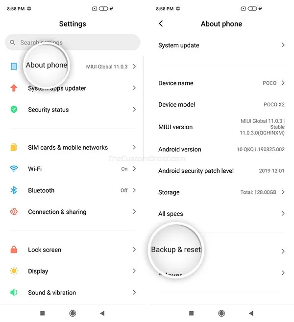 Go to 'Settings' > 'About phone' on Poco X2