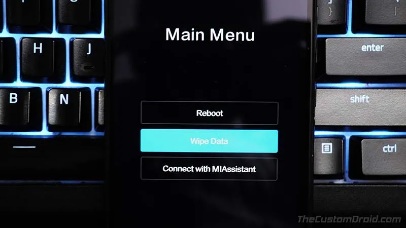 Tap on 'Wipe Data' in Poco X2's Stock Recovery