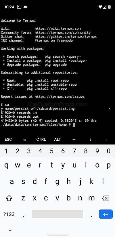 Backup original persist partition of device using Termux