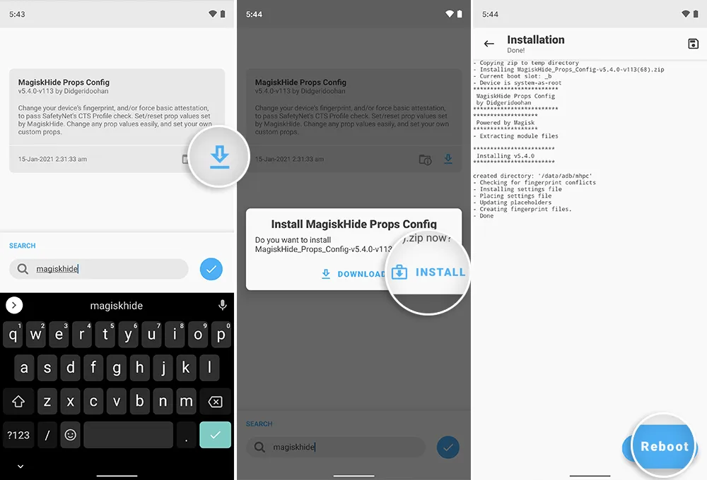 Install MagiskHide Props Config module to pass CTS profile