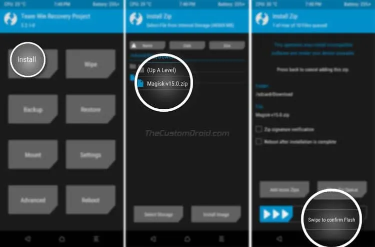 Flash Magisk 15.0 Update using TWRP