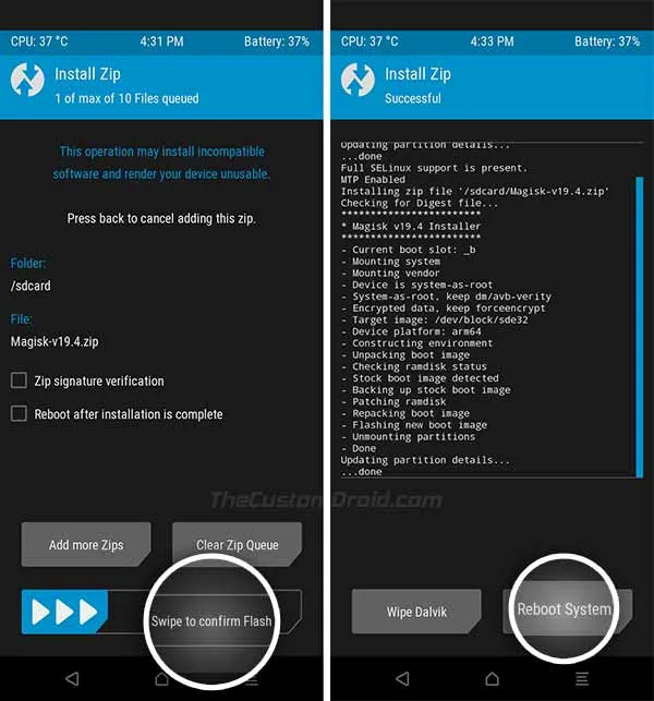 Flash Magisk Installer Package in TWRP to Root Xiaomi Mi A3