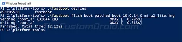 Flash Magisk Patched Boot Image on Xiaomi Mi A2/A2 Lite via fastboot